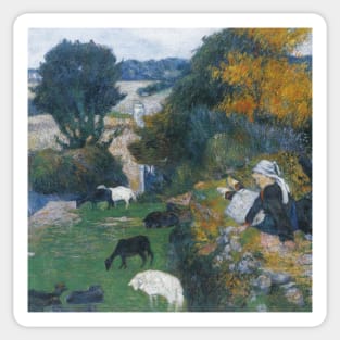 The Breton Shepherdess by Paul Gauguin Sticker